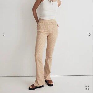 Madewell Pull-On Skinny Flare Jeans in Mini Check Plaid Autumn Gold Yellow 31